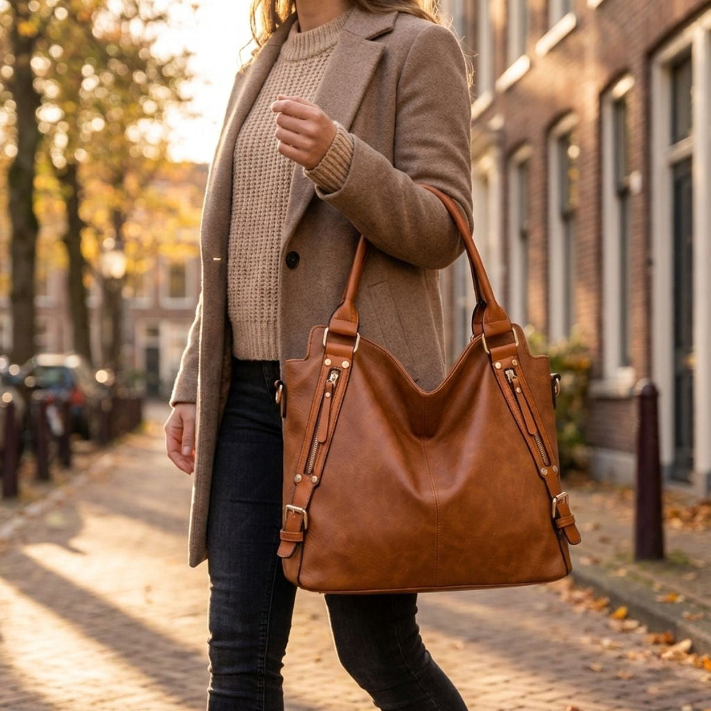 Romana | Dámska priestranná kožená kabelka (shopper)