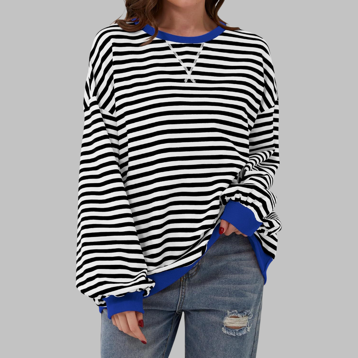 Estera | Dámska oversized mikina s retro pruhmi