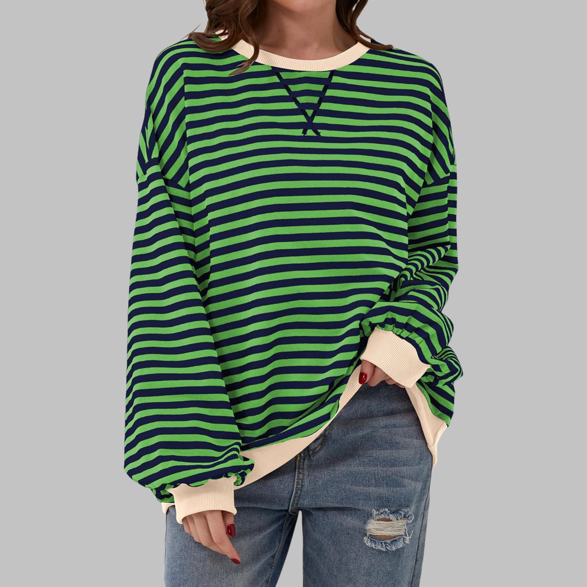 Estera | Dámska oversized mikina s retro pruhmi