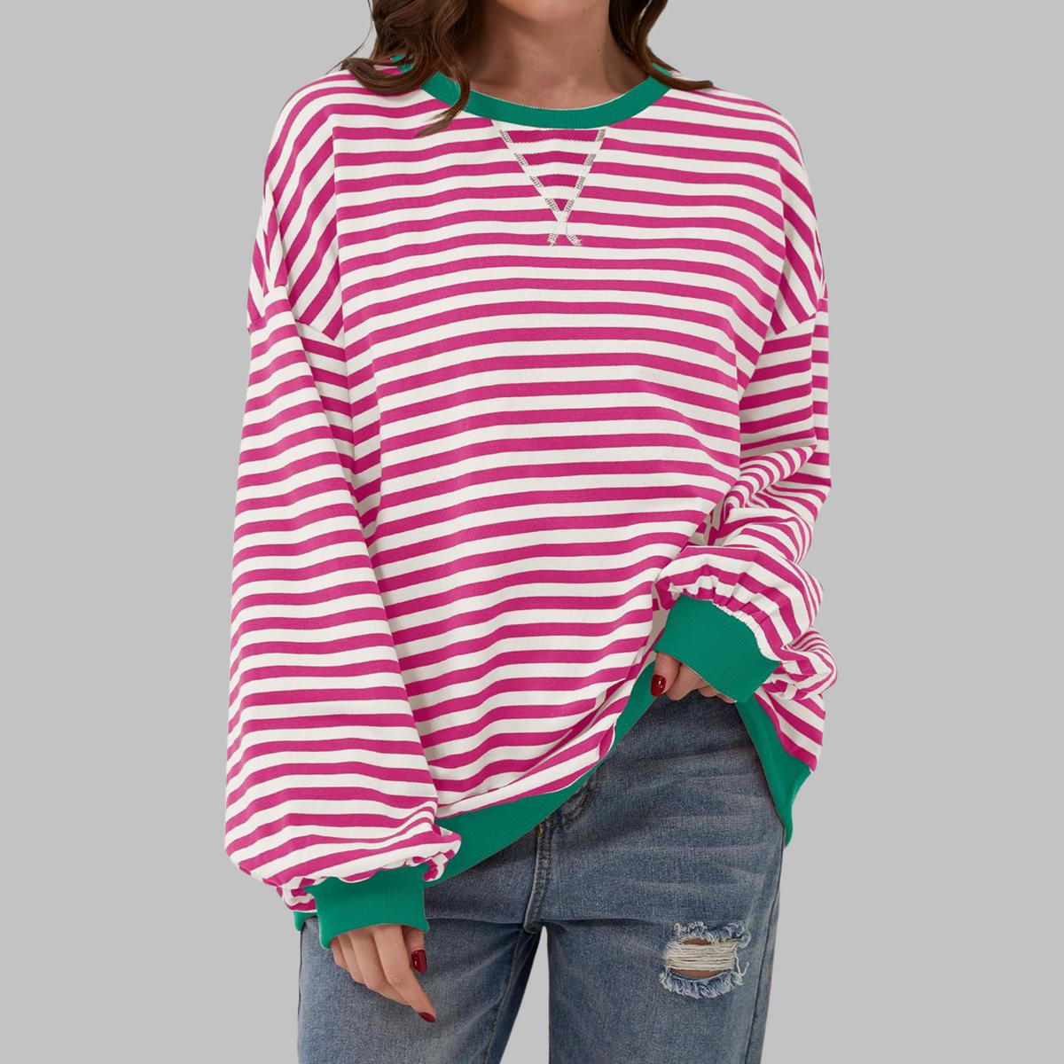 Estera | Dámska oversized mikina s retro pruhmi