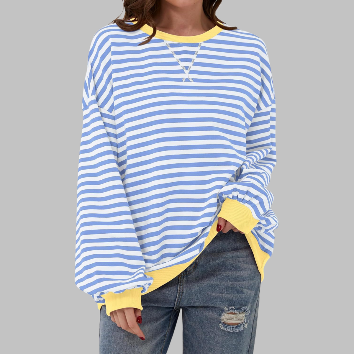 Estera | Dámska oversized mikina s retro pruhmi