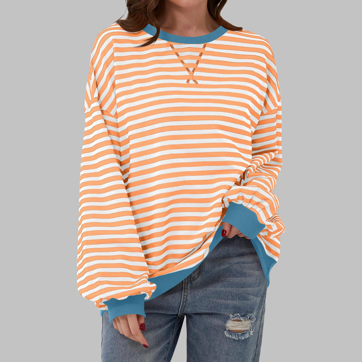 Estera | Dámska oversized mikina s retro pruhmi