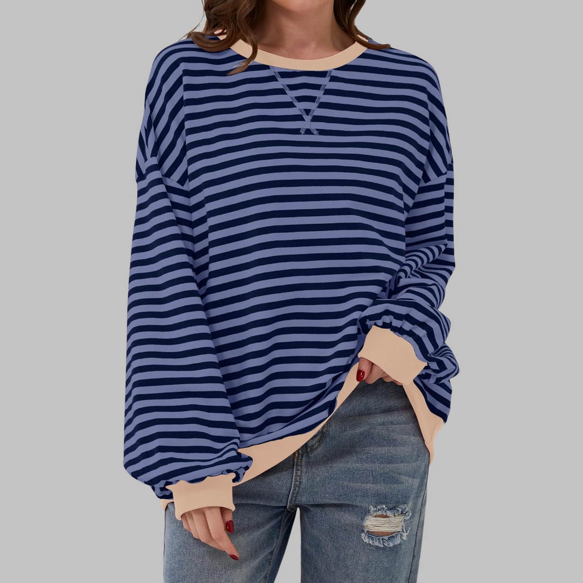 Estera | Dámska oversized mikina s retro pruhmi