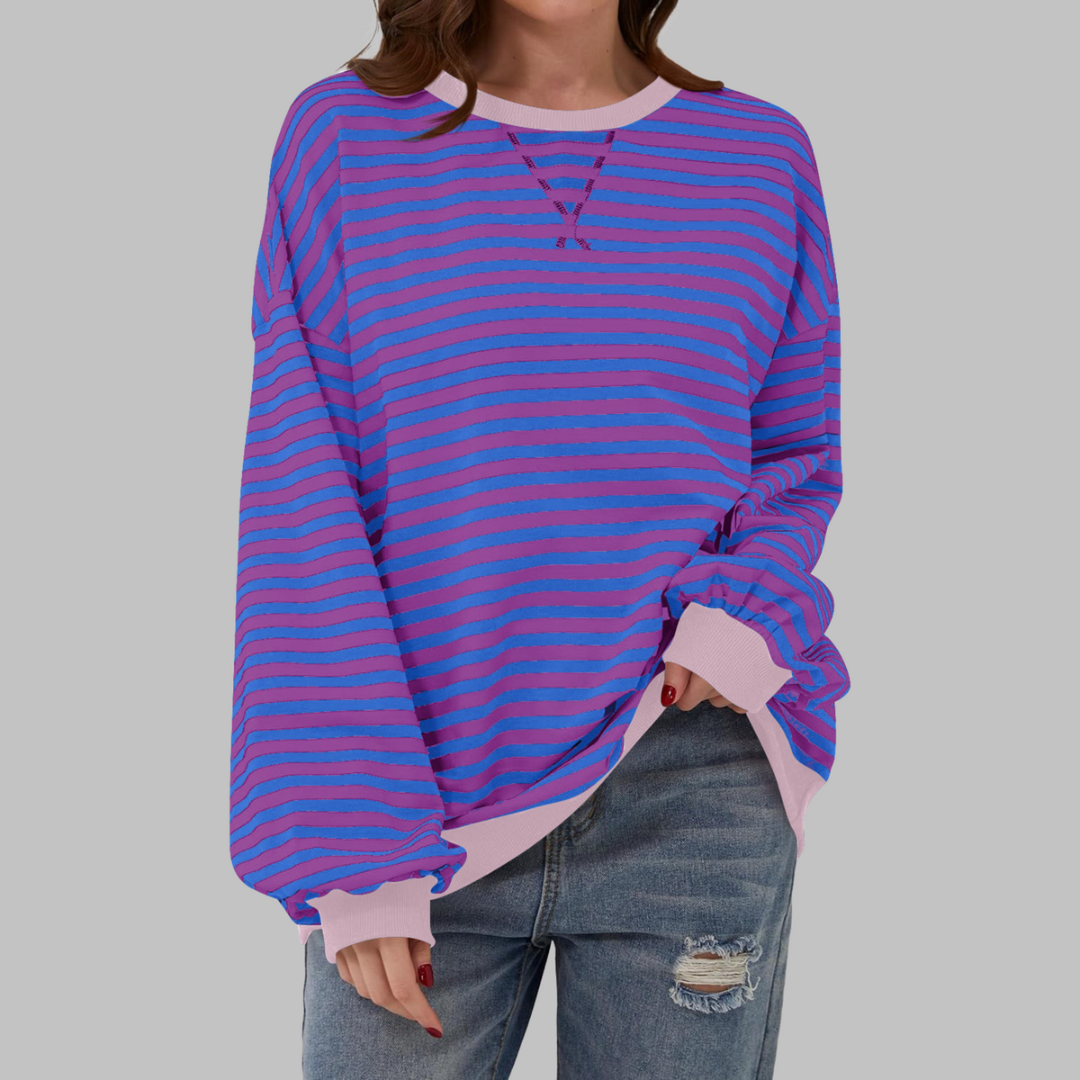 Estera | Dámska oversized mikina s retro pruhmi