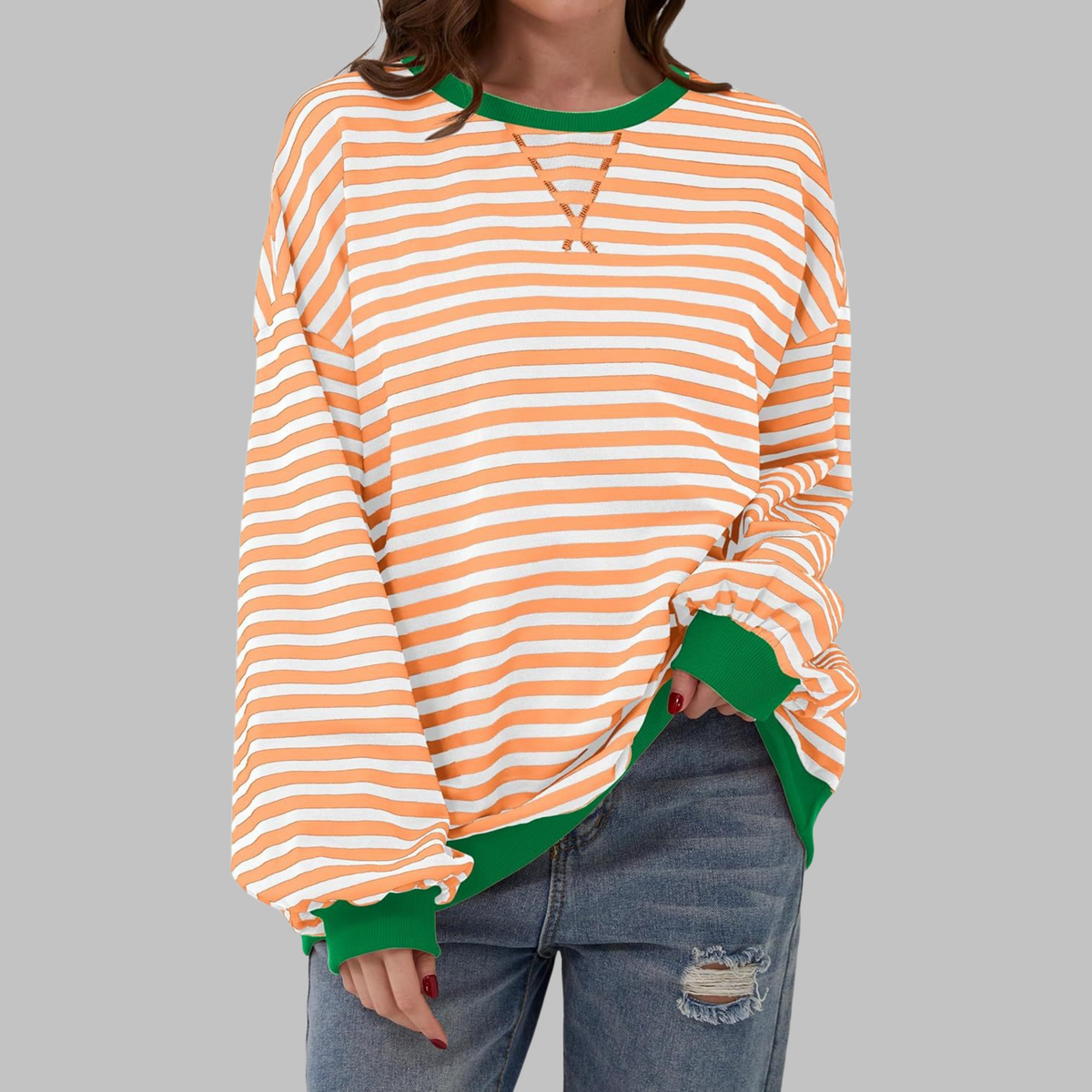 Estera | Dámska oversized mikina s retro pruhmi