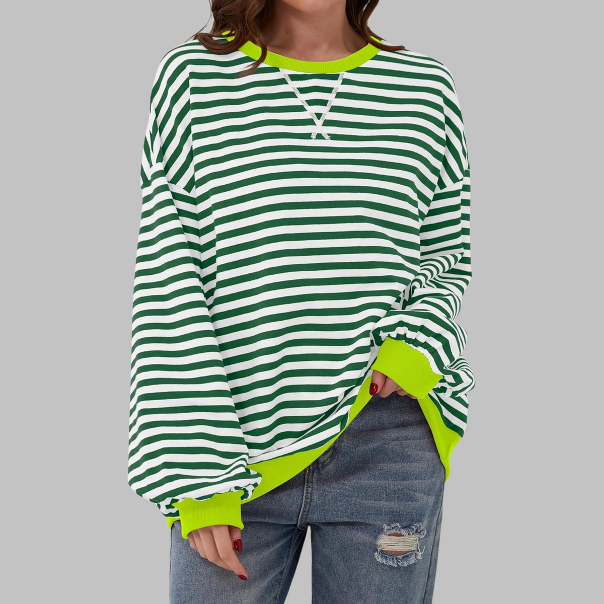 Estera | Dámska oversized mikina s retro pruhmi