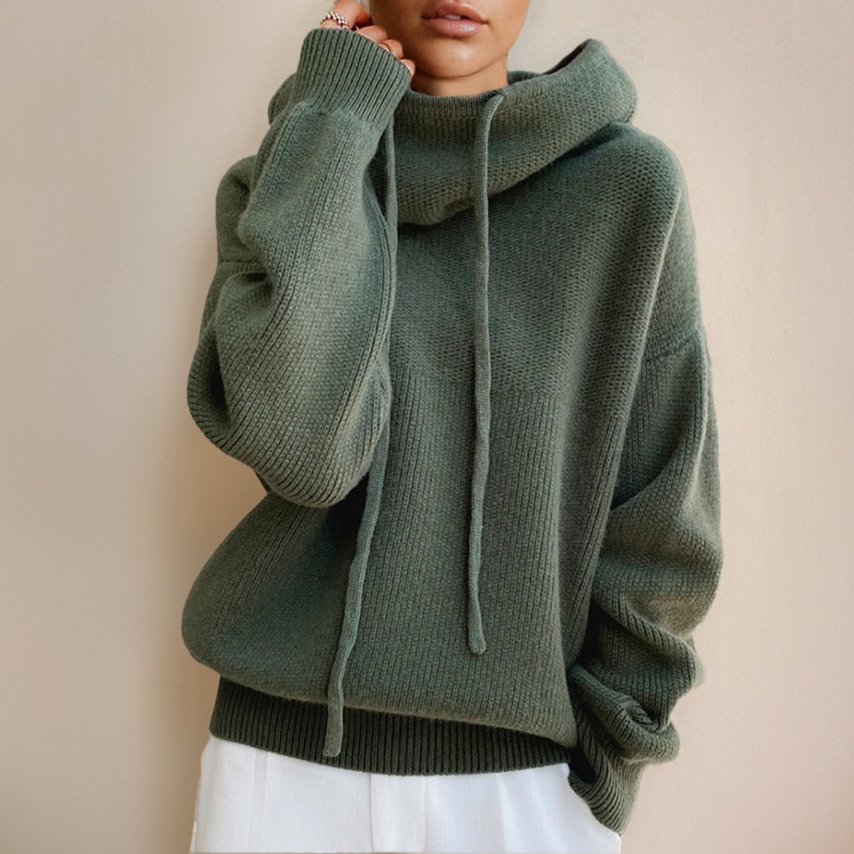 Laura | Dámsky oversized pletený sveter s kapucňou