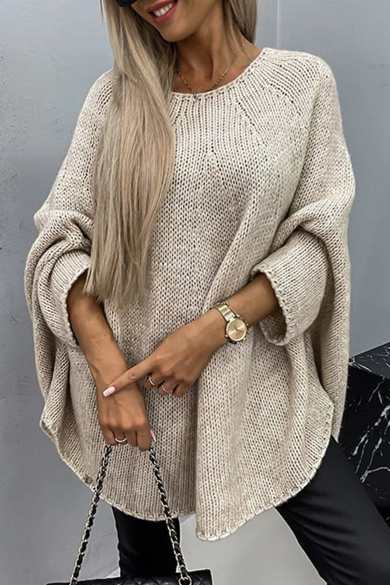 Jolana | Dámsky oversized pletený sveter s netopierími rukávmi