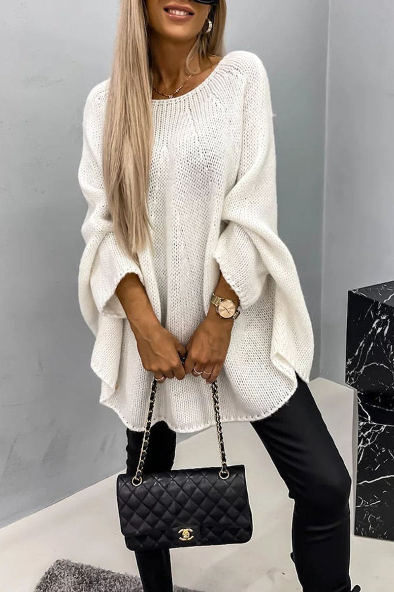 Jolana | Dámsky oversized pletený sveter s netopierími rukávmi