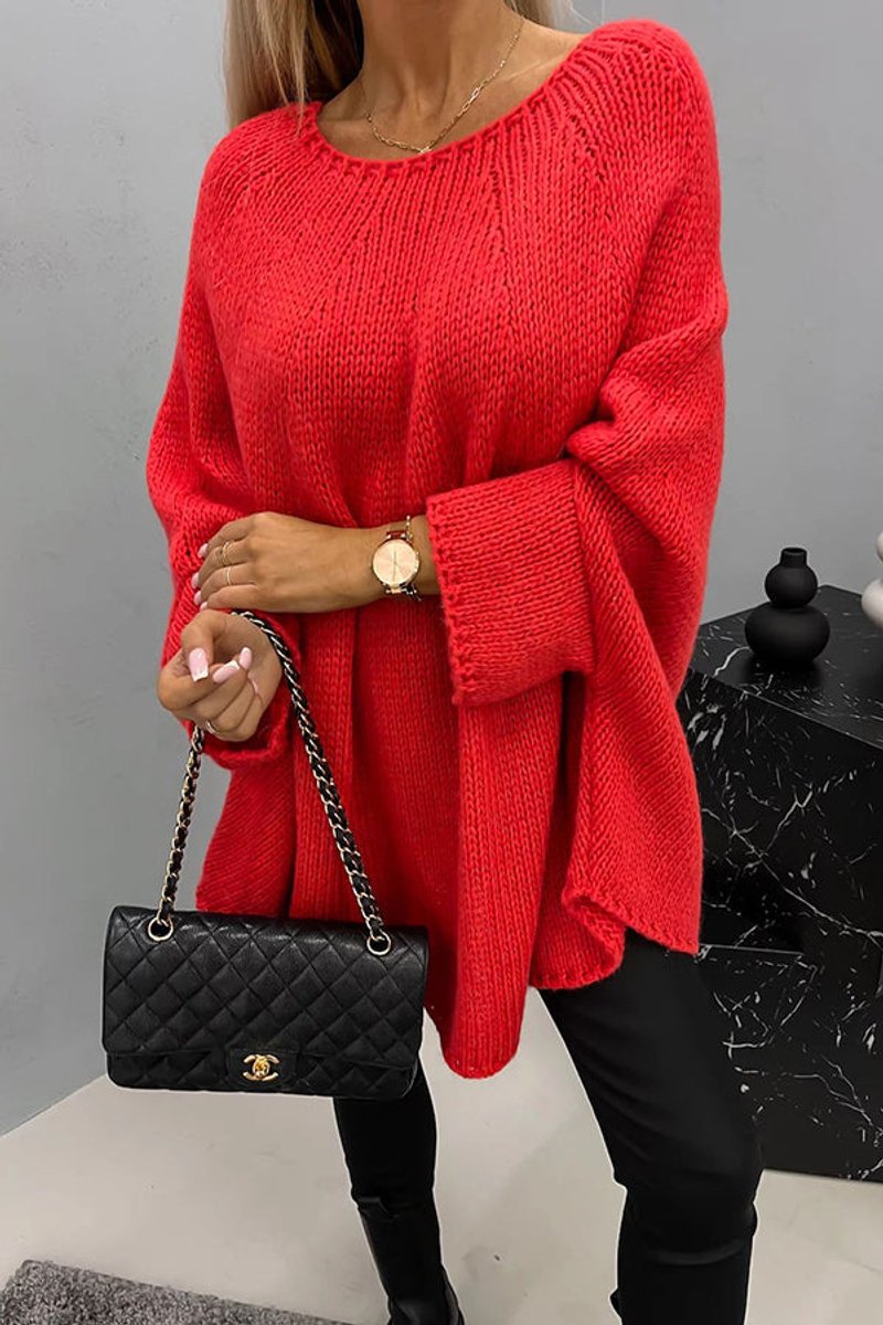 Jolana | Dámsky oversized pletený sveter s netopierími rukávmi