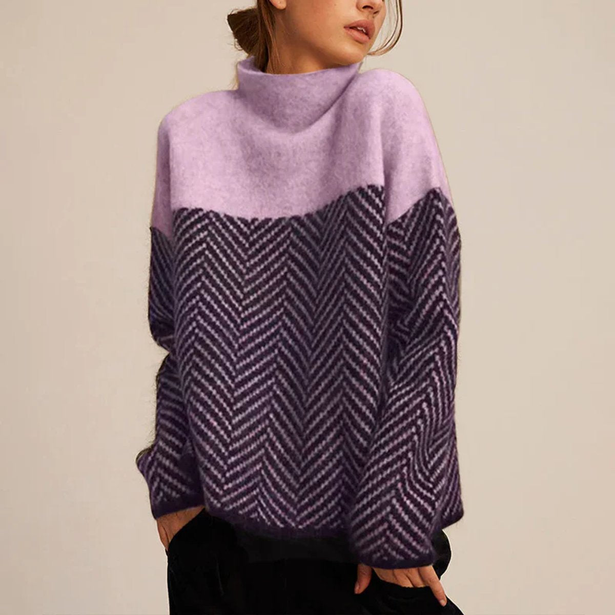 Irena | Dámsky oversized rolák s rybinovým vzorom