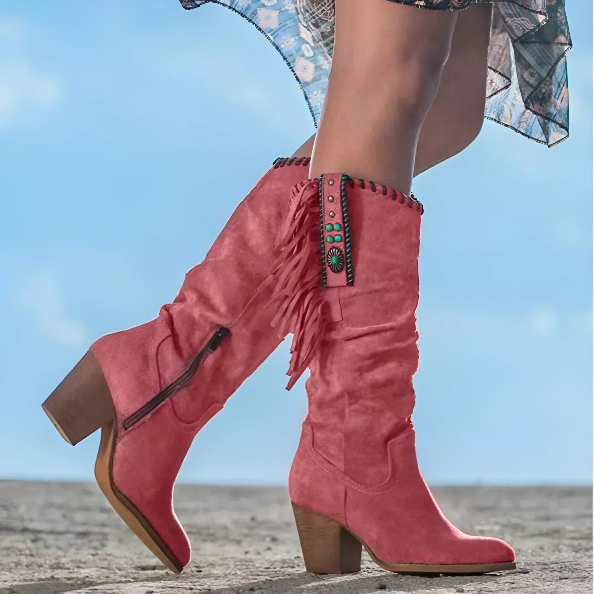 Karin | Dámske semišové western čižmy so strapcami